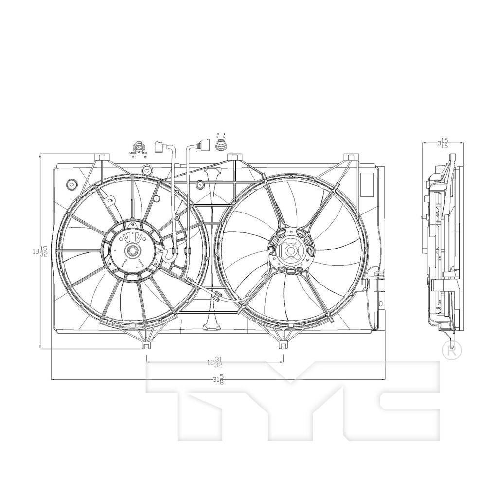 TOYOTA VENZA RADIATOR & A/C FAN ASSEMBLY (3.5L) (W/TOW PKG)(DUAL FAN) OEM#163630P030-PFM 2009-2016 PL#LX3115113