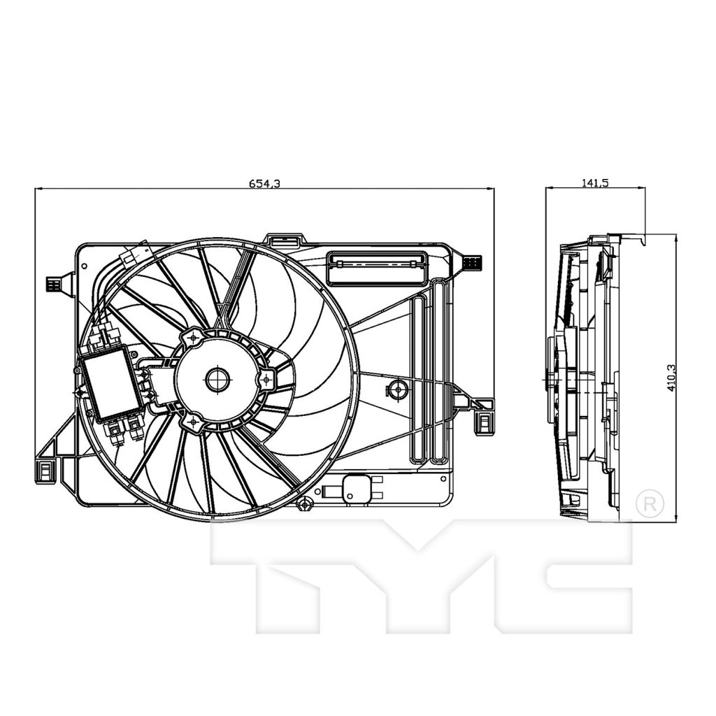 FORD FOCUS SEDAN RADIATOR FAN ASSEMBLY LEFT (Driver Side) (SE 1.0L TURBO)(SINGLE) OEM#CV6Z8C607L 2015-2018 PL#FO3115209