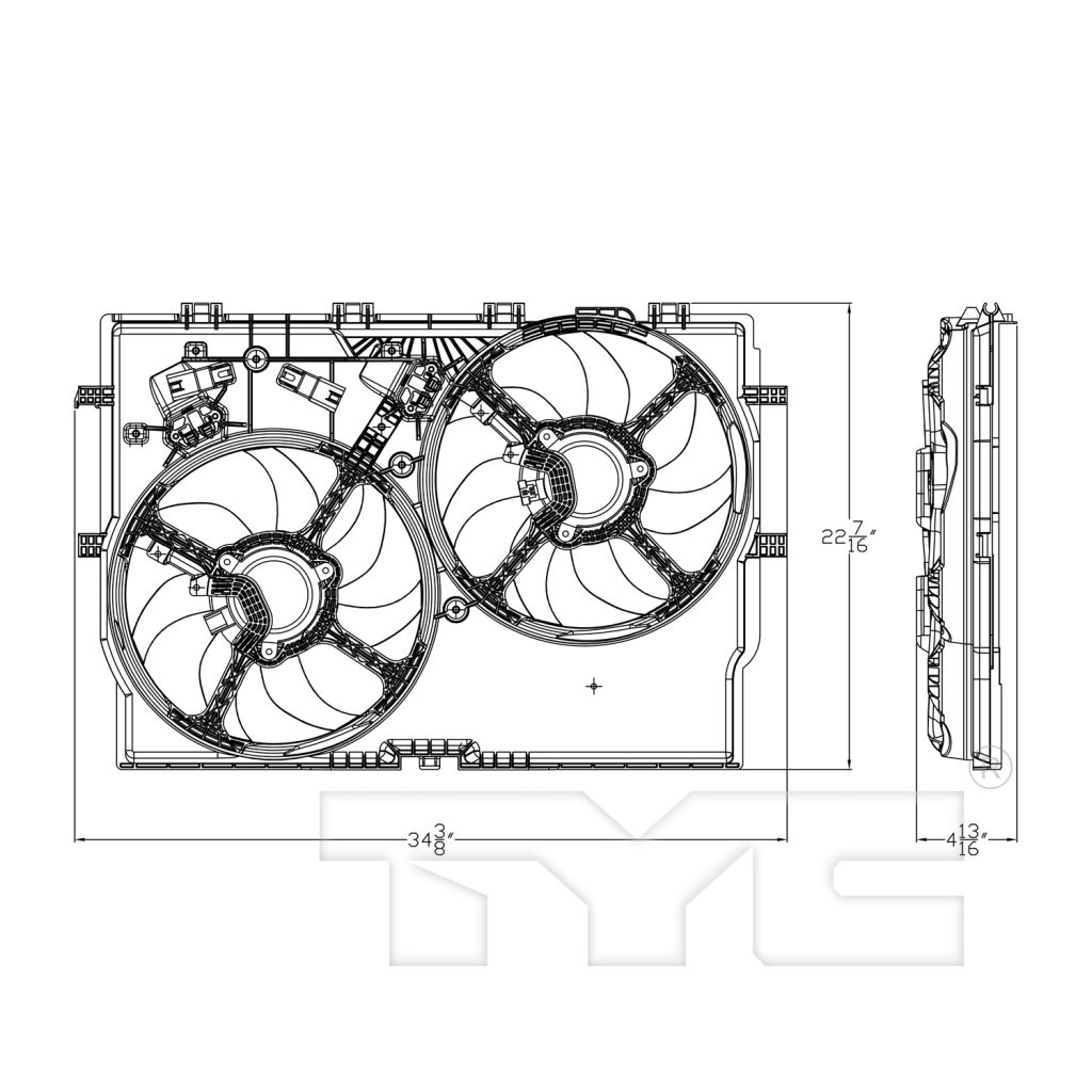 DODGE TRUCKS & VANS PROMASTER 1500/2500/3500 RADIATOR & A/C FAN ASSEMBLY (3.6L W/AC) OEM#68189000AD 2014-2024 PL#CH3115186