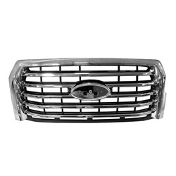 FORD TRUCKS & VANS FORD/PU (F150)(EXC RAPTOR) GRILLE CHROME/BLACK (5 CHROME BAR W/CHROME SURROUND)(WO/CAMERA) OEM#FL3Z8200EA 2015-2017 PL#FO1200582
