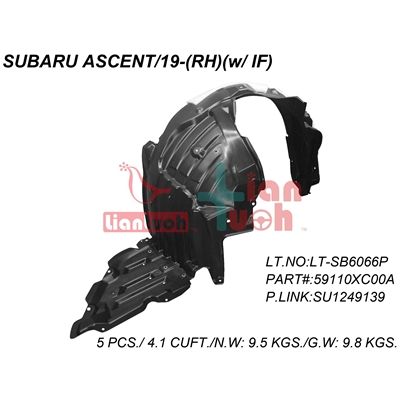 SUBARU ASCENT FENDER LINER RIGHT (Passenger Side) **CAPA** OEM#59110XC00A 2019-2025 PL#SU1249139C