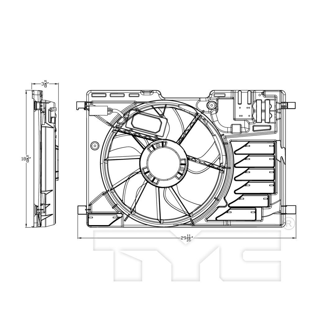 FORD TRUCKS & VANS TRANSIT CONNECT RADIATOR FAN ASSEMBLY (MAN A/C) OEM#CV6Z8C607Q 2014-2022 PL#FO3115195