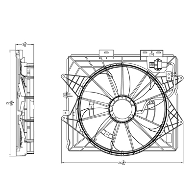 CADILLAC CTS/CTS-V COUPE RADIATOR & A/C FAN ASSEMBLY (W/ RESISTER)(CTS) (SINGLE FAN) OEM#20914377-PFM 2011-2015 PL#GM3115253