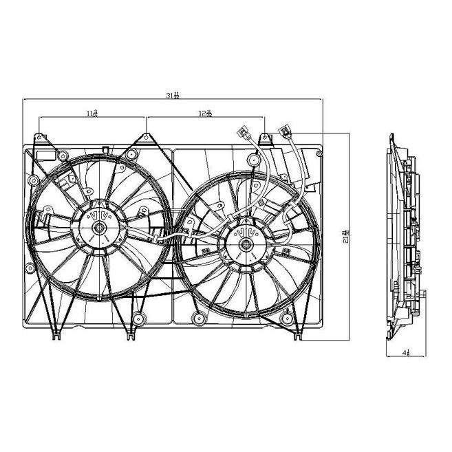 TOYOTA HIGHLANDER RADIATOR & A/C FAN ASSEMBLY (3.5L W/TOW)(DUAL FAN)(10-10 JAPAN) OEM#1671131370-PFM 2008-2010 PL#TO3115154