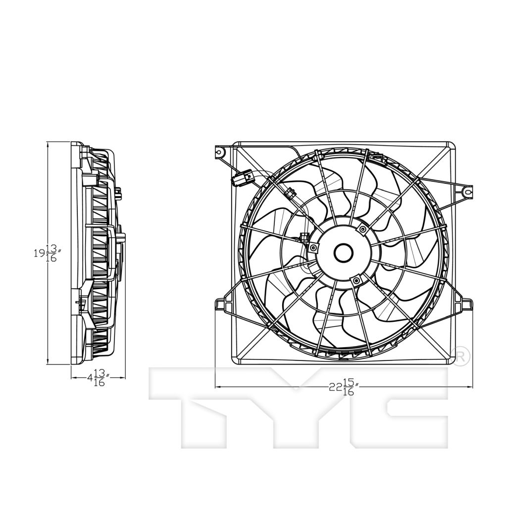 KIA SORENTO RADIATOR & A/C FAN ASSEMBLY (2.0L TURBO) OEM#25380C6000 2016-2020 PL#KI3115152