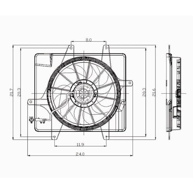 CHRYSLER PT CRUISER RADIATOR & A/C FAN ASSEMBLY (W/O TURBO)(SINGLE FAN) OEM#5017407AB 2001-2005 PL#CH3115118