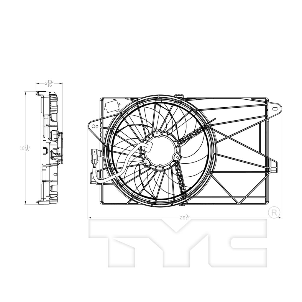 FIAT 500 2DOORS (FIAT) RADIATOR & A/C FAN ASSEMBLY (WO/AC) OEM#55111351AB 2012-2017 PL#FI3115103