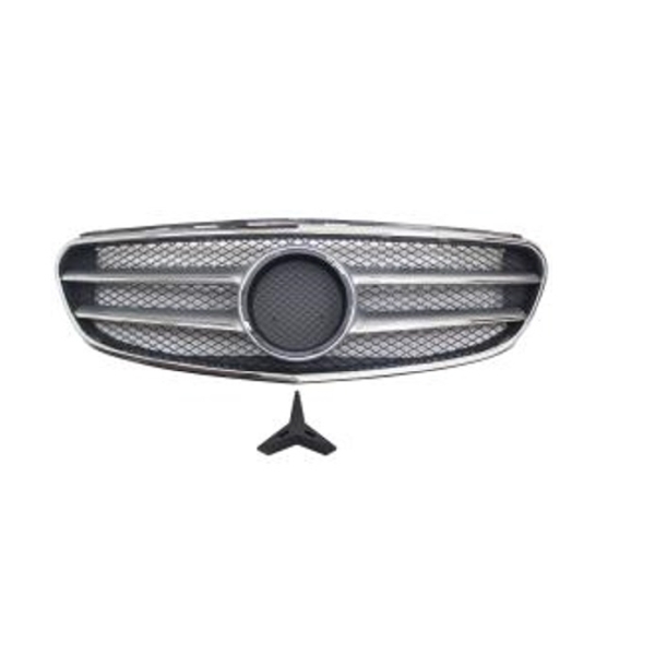 MERCEDES-BENZ E-CLASS WAGON (212) GRILLE ASSEMBLY CHR/BLK (W/CENTER GRILLE EMBLEM)(WO/CAMERA)(EXC E63) OEM#2128851400-PFM 2014-2016 PL#MB1200168