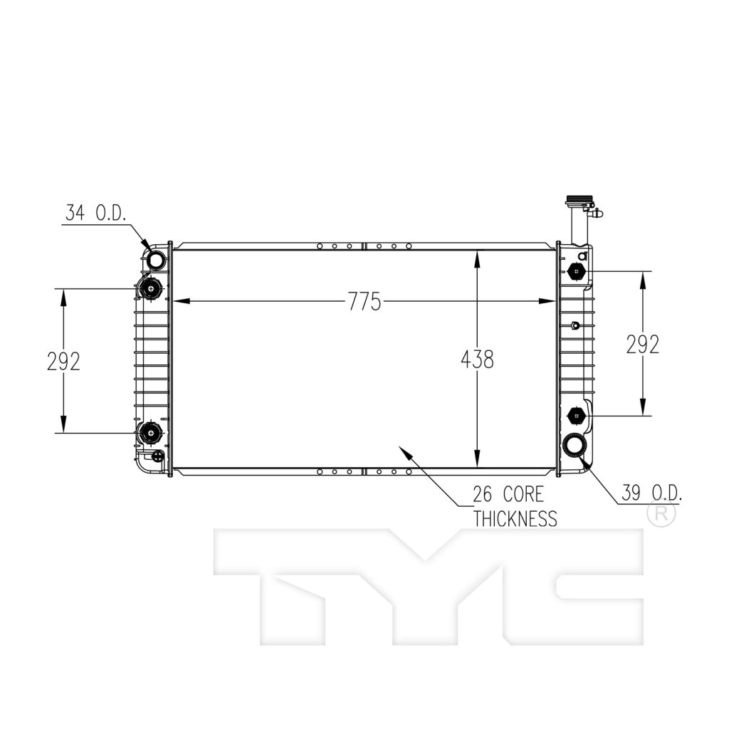 GM TRUCKS & VANS CHEVY/GMC/VAN(Express/Savana) RADIATOR 4.3/V6 W/TOC WO/EOC OEM#22795304 2004-2014 PL#GM3010479