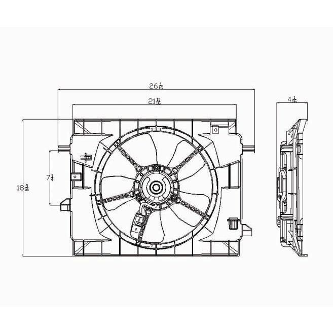 GM TRUCKS & VANS HHR RADIATOR & A/C FAN ASSEMBLY (2.2/2.4L)(SINGLE FAN) OEM#25784660 2006-2011 PL#GM3115200
