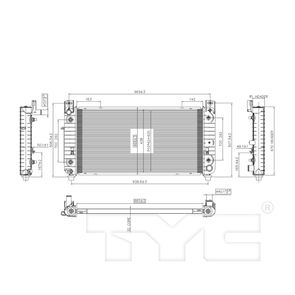 GM TRUCKS & VANS AVALANCHE RADIATOR (6.0L 07-09)(5.3L 6.2L/ STD 09-13) W/TOC W/EOC OEM#22840115 2007-2013 PL#GM3010476