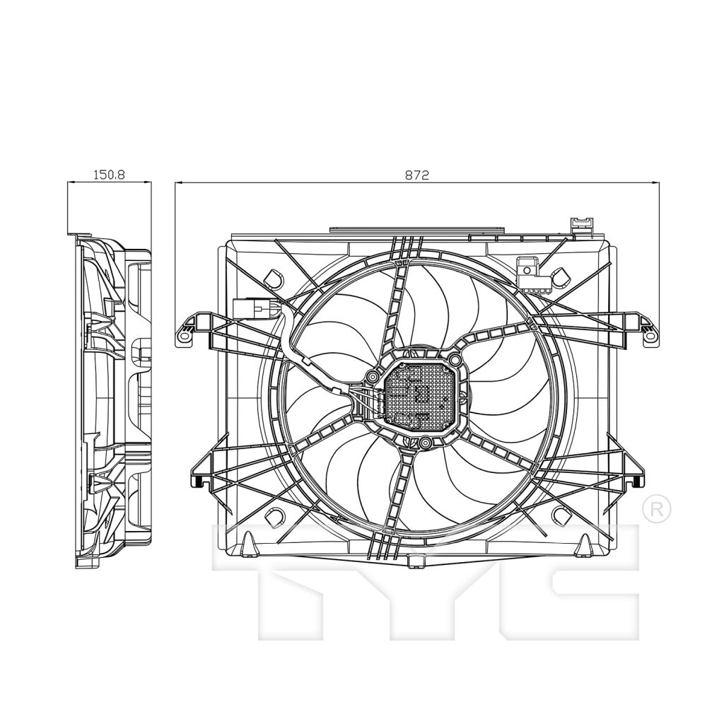 DODGE TRUCKS & VANS DODGE/PU (R1500) RADIATOR & A/C FAN ASSY (3.6/5.7L)(SINGLE FAN) OEM#68275634AD 2019-2025 PL#CH3115199
