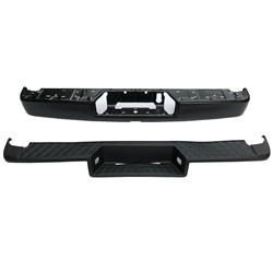 NISSAN(DATSUN) TITAN REAR STEP BUMPER FACE BAR BLACK W/PAD (W/TOW PLUG HOLE)(WO/SENSOR)(WO/BSD) **CAPA** OEM#85030EZ50A-PFM 2017-2019 PL#NI1103132C