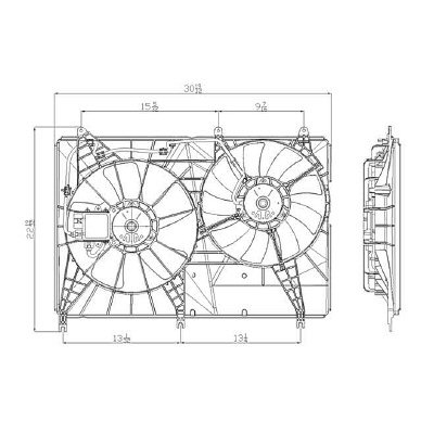 MITSUBISHI ENDEAVOR RADIATOR & A/C FAN ASSY (DUAL FAN) OEM#MR968066-PFM 2010-2011 PL#MI3115122