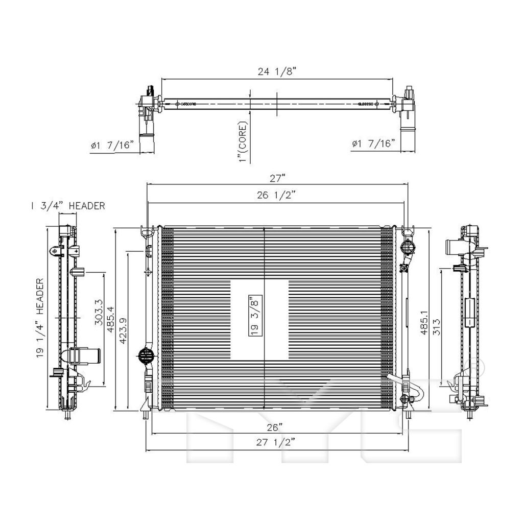DODGE CHALLENGER RADIATOR (3.6L)(5.7L/6.4L SINGLE FAN) OEM#68050126AB 2015-2023 PL#CH3010355