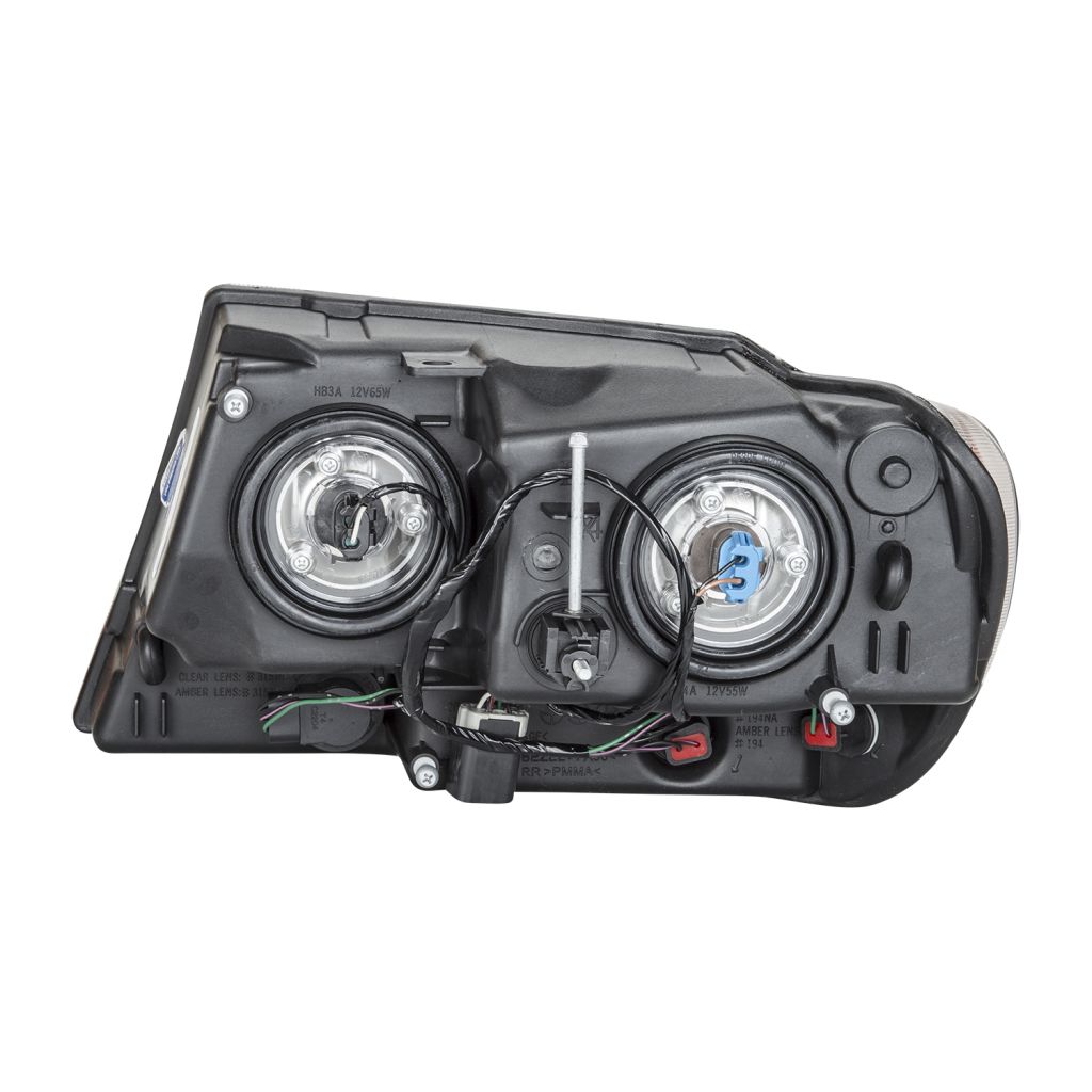 JEEP GRAND CHEROKEE HEAD LAMP ASSEMBLY RIGHT (Passenger Side) (LIMITED/OVERLAND)(CLEAR PARK LEN/CHR BEZEL) OEM#55155552AI 1999-2004 PL#CH2503120