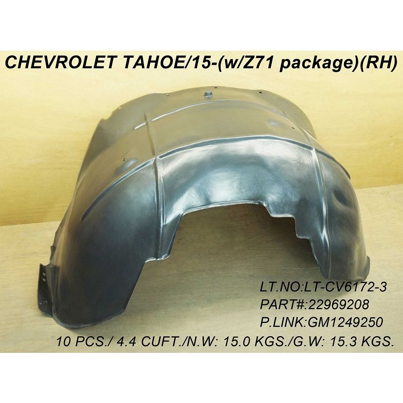 GM TRUCKS & VANS TAHOE FENDER LINER RIGHT (Passenger Side) ( W/Z71 PKG) **CAPA** OEM#22969208 2015-2020 PL#GM1249250C