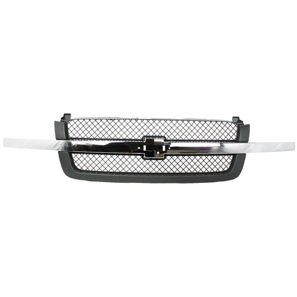 GM TRUCKS & VANS SILVERADO/PU (CHEVY) (07 OLD STYLE) GRILLE CHROME CENTER BAR/GRAY TEXT FRAME(Exc 2500HD/3500) OEM#88968933 2003-2005 PL#GM1200474