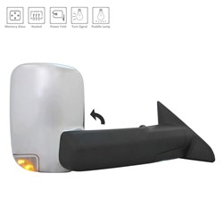 DODGE TRUCKS & VANS DODGE/PU (R2500/3500) DOOR MIRROR RIGHT (Passenger Side) PWR/HTD/SIGNAL/PUDDLE/MEMORY/PWR-FOLD(CHROME)(TOW TYPE) OEM#68416902AC 2015-2018 PL#CH1321398