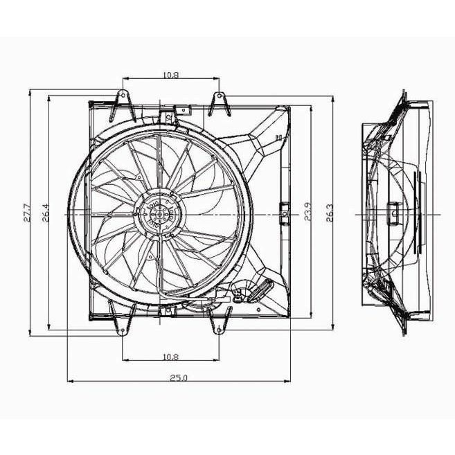 JEEPVEHICLE GRAND CHEROKEE RADIATOR & A/C FAN ASSY (SINGLE FAN)(W/O SHROUD)(4.0L)(W/O TOWING OEM#52079528AD-PFM 2004 PL#CH3115142
