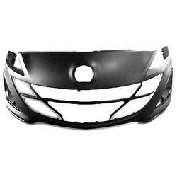MAZDA MAZDA3 FRONT BUMPER COVER PRIMED (2.0L /2.5L)(MESH TYPE FOG COVER)**CAPA** OEM#BBN250031KBB 2010-2011 PL#MA1000224C