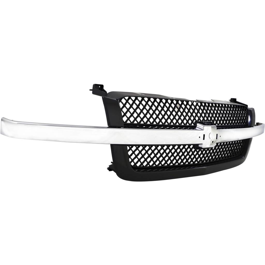 GM TRUCKS & VANS SILVERADO/PU (CHEVY) (07 OLD STYLE) GRILLE CHROME CENTER BAR/BLK PTM FRAME(Exc 2500HD/3500) OEM#19168629 2003-2005 PL#GM1200489