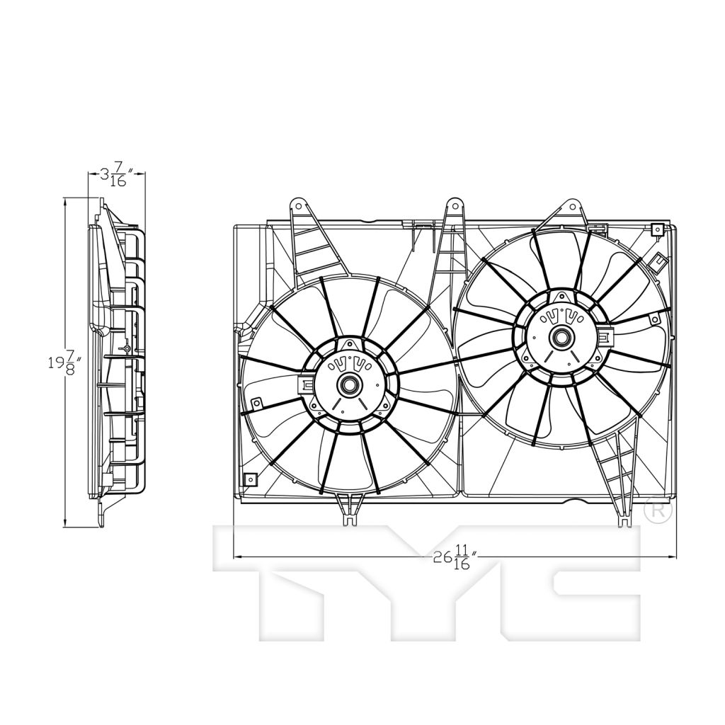 CADILLAC CTS/CTS-V RADIATOR & A/C FAN ASSEMBLY (3.2L)(DUAL FAN) OEM#25708388-PFM 2003-2007 PL#GM3117110