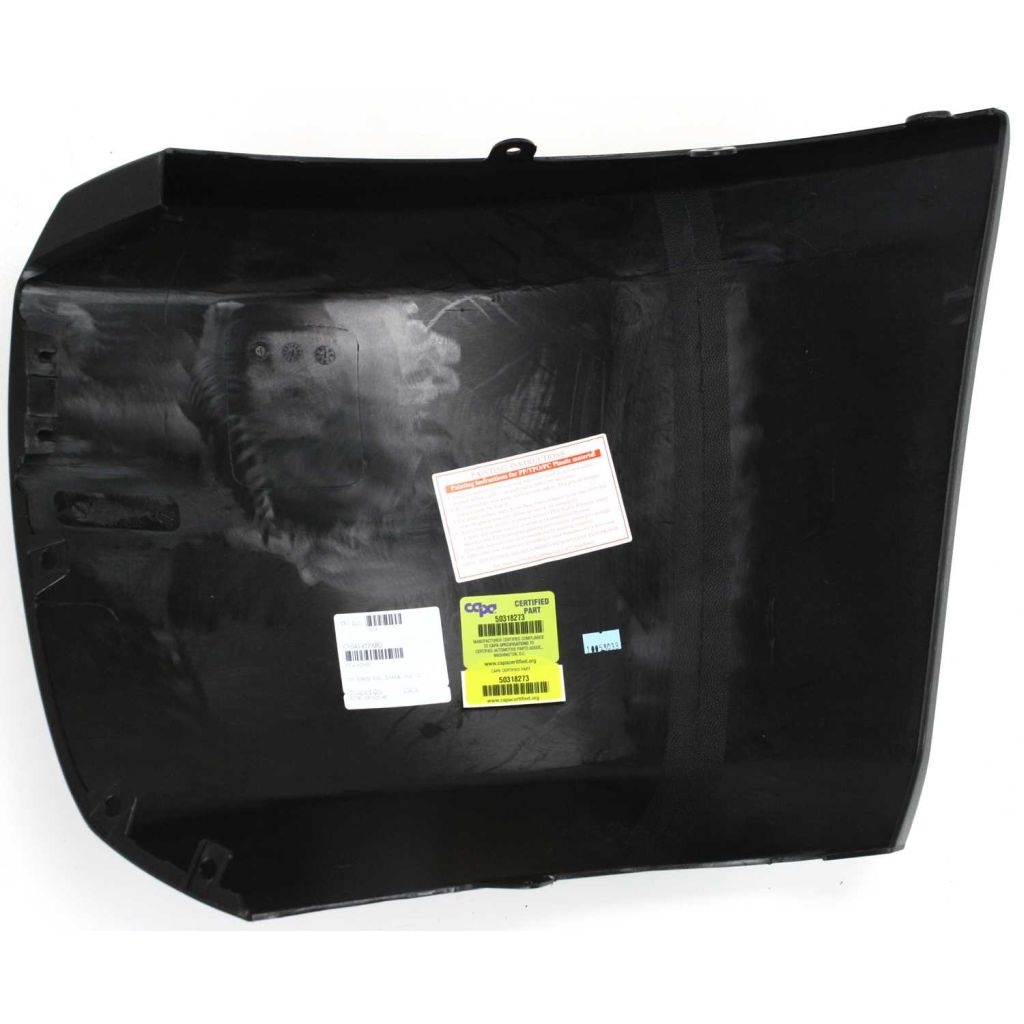 GM TRUCKS & VANS SILVERADO/PU 1500 HYBRID (CHEVY) FRONT BUMPER END RIGHT (Passenger Side) TEXT BLACK (WO/FOG)**CAPA** OEM#15838398 2009-2013 PL#GM1005146C