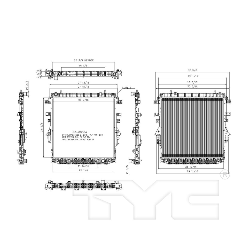 GM TRUCKS & VANS COLORADO (CHEVY) RADIATOR 3.6 OEM#84195299 2015-2016 PL#GM3010573
