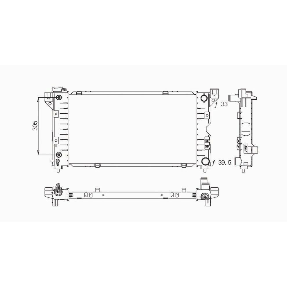 DODGE TRUCKS & VANS CARAVAN RADIATOR (2.4L/3.0L/3.3L/3.8L)(Outlet On Driver Side) OEM#4682976AC 1996-2000 PL#CH3010164