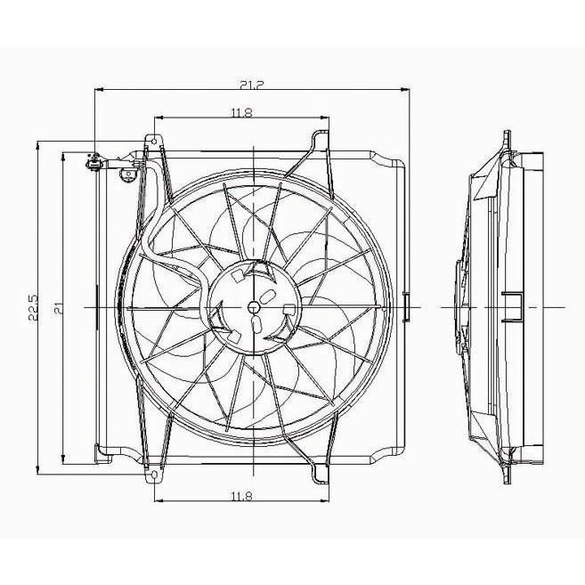 JEEPVEHICLE LIBERTY RADIATOR & A/C FAN ASSY 2.4L/3.7L (3 PIN SOCKET)(STD DUTY)(SINGLE FAN)(GAS) OEM#55037692AB 2004-2005 PL#CH3115143