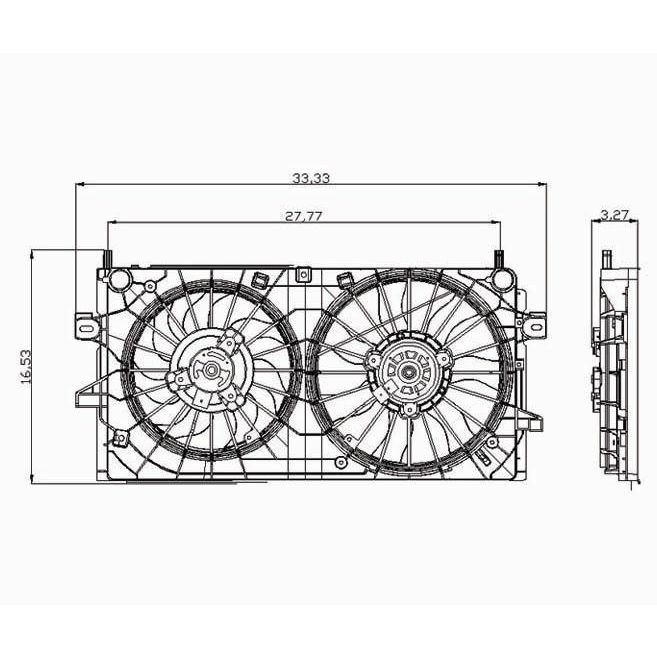 CHEVROLET MONTE CARLO RADIATOR & A/C FAN ASSEMBLY (3.5L/3.9L)(DUAL FAN) OEM#89018690-PFM 2006-2007 PL#GM3115187