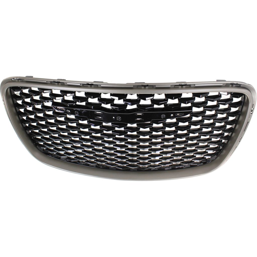CHRYSLER 300 GRILLE GLOSS-BLACK W/SILVER FRAME (ALLOY)(EXC HONYCOMB)**CAPA** OEM#6DF46DX8AB 2015-2021 PL#CH1200397C