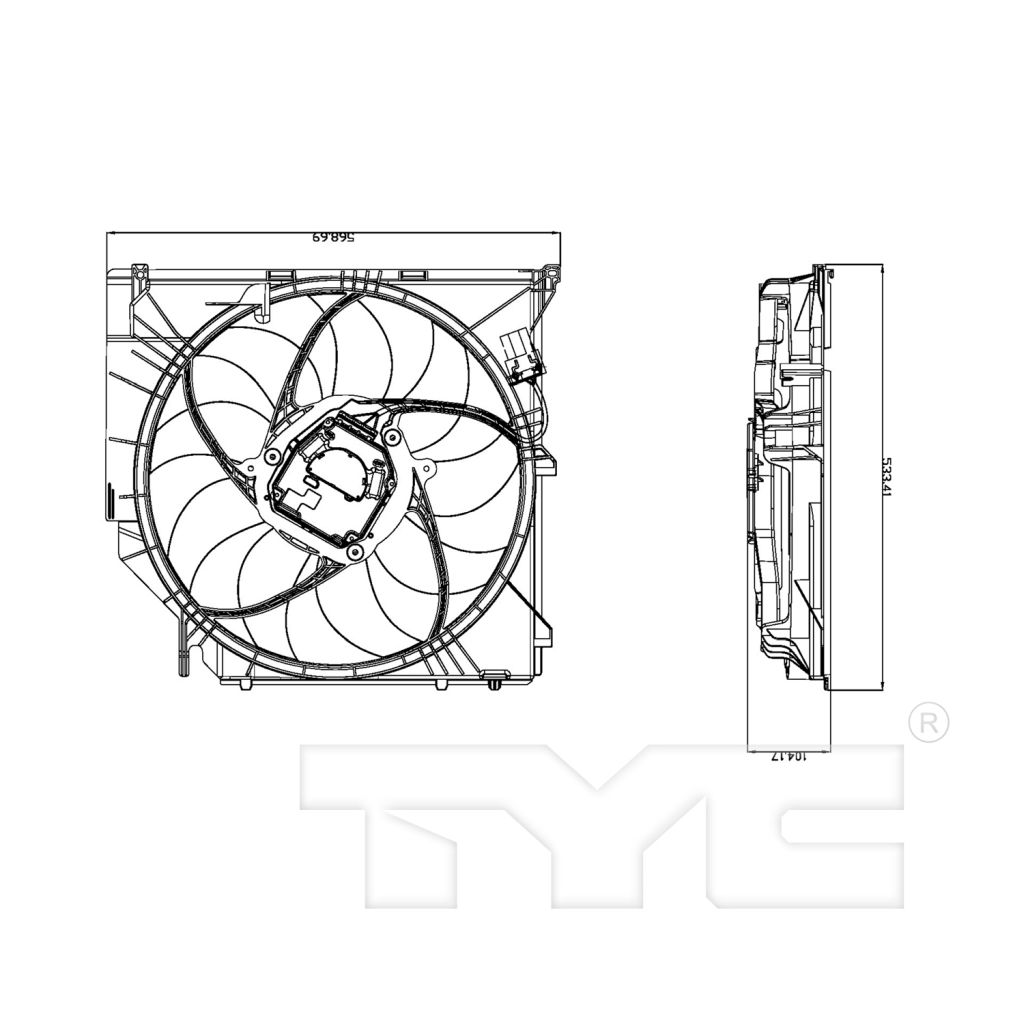 BMW BMW X3 RADIATOR FAN ASSY(SINGLE)(600 WATT) OEM#17113442089 2004-2010 PL#BM3115135