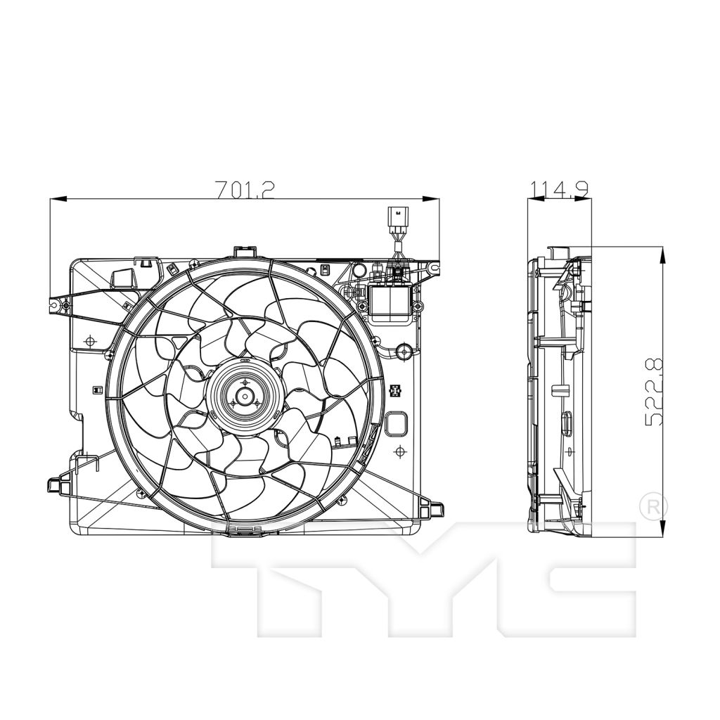 GENESIS G80 RADIATOR & A/C FAN ASSEMBLY ( 3.8/5.0L) OEM#25380B1280 2017 PL#HY3115157