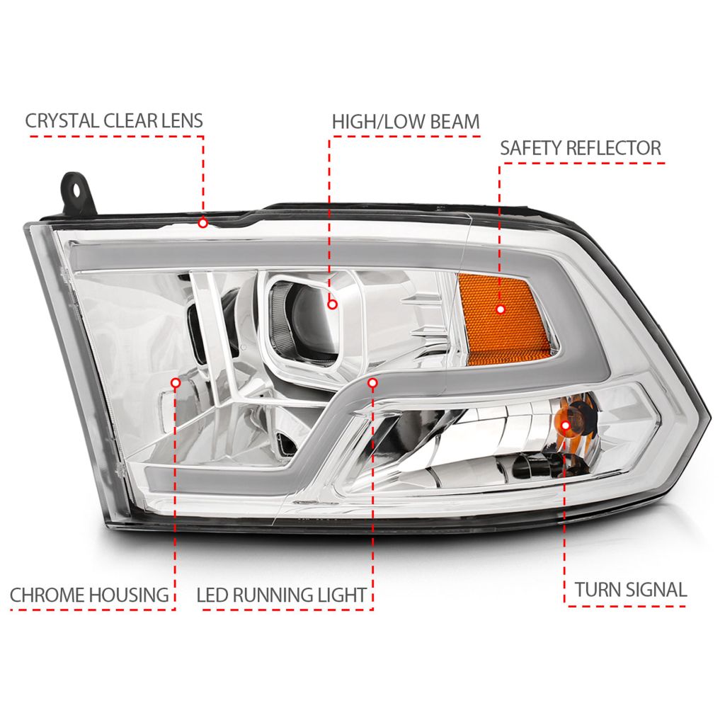 DODGE TRUCKS & VANS DODGE/PU (R2500/3500) HEAD LAMP ASSEMBLY RIGHT (Passenger Side) (HIGH/LOW BEAM 1 BULB) OEM#55277410AF 2010-2012 PL#CH2503217