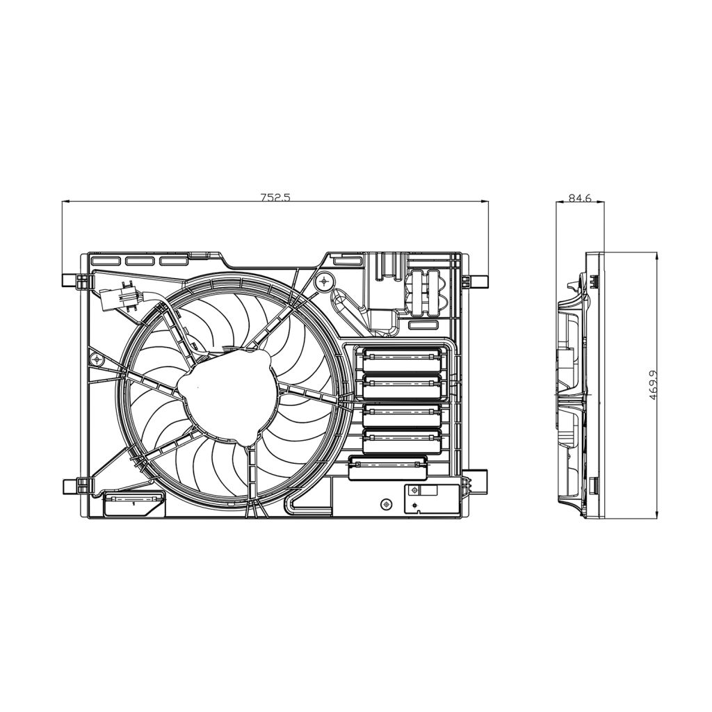 FORD TRUCKS & VANS TRANSIT CONNECT RADIATOR & A/C FAN ASSY (2.0L)(SINGLE) OEM#KV6Z8C607B 2019-2023 PL#FO3115235