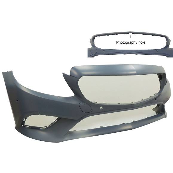 MERCEDES-BENZ C-CLASS COUPE FRONT BUMPER COVER PRIMED (C300 WO/AMG)(W/ACTIVE PK SENSOR)(W/SURROUND VIEW) OEM#20588092029999 2019-2023 PL#MB1000596