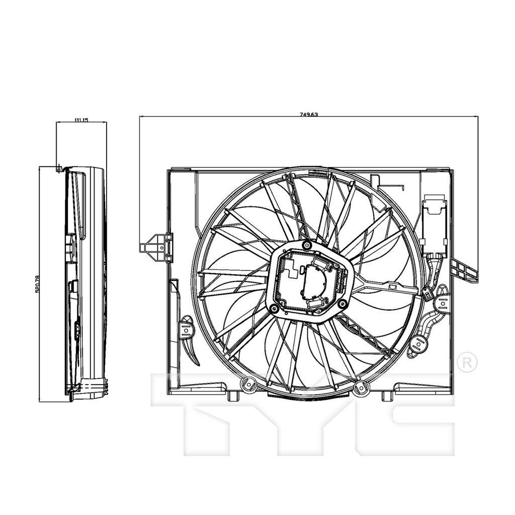 BMW BMW 5 SERIES (SEDAN) RADIATOR & A/C FAN ASSEMBLY (525/530 7/05-07)(528 08-10) OEM#17427543282 2006-2010 PL#BM3115107
