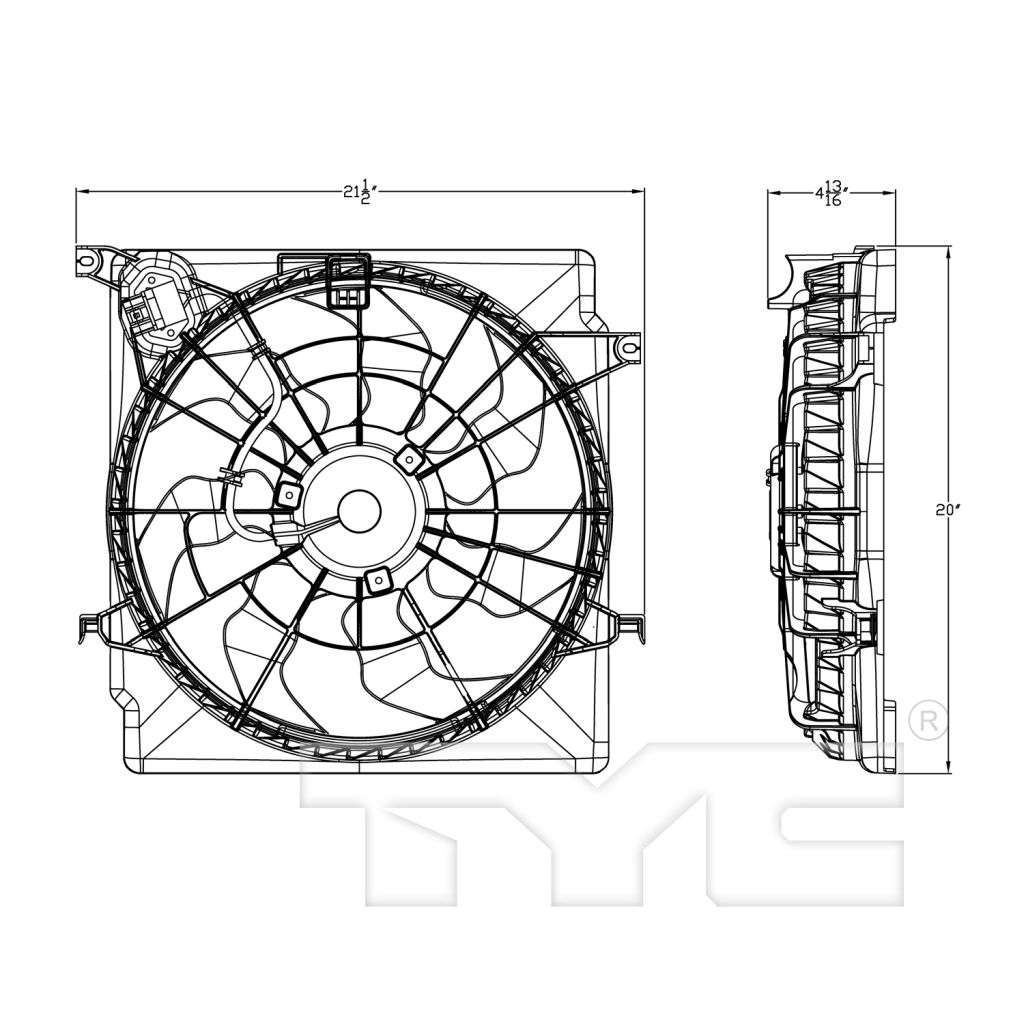 HYUNDAI SONATA RADIATOR & A/C FAN ASSEMBLY (2.0L)(SINGLE FAN) OEM#253803S290 2014 PL#KI3115140