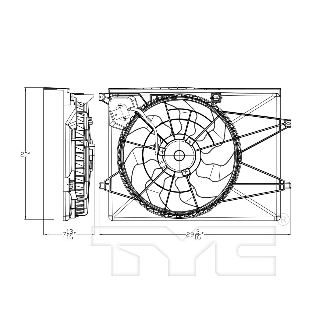KIA SEDONA MINIVAN RADIATOR & A/C FAN ASSEMBLY (SINGLE FAN) OEM#25380A9000 2015-2018 PL#KI3115146