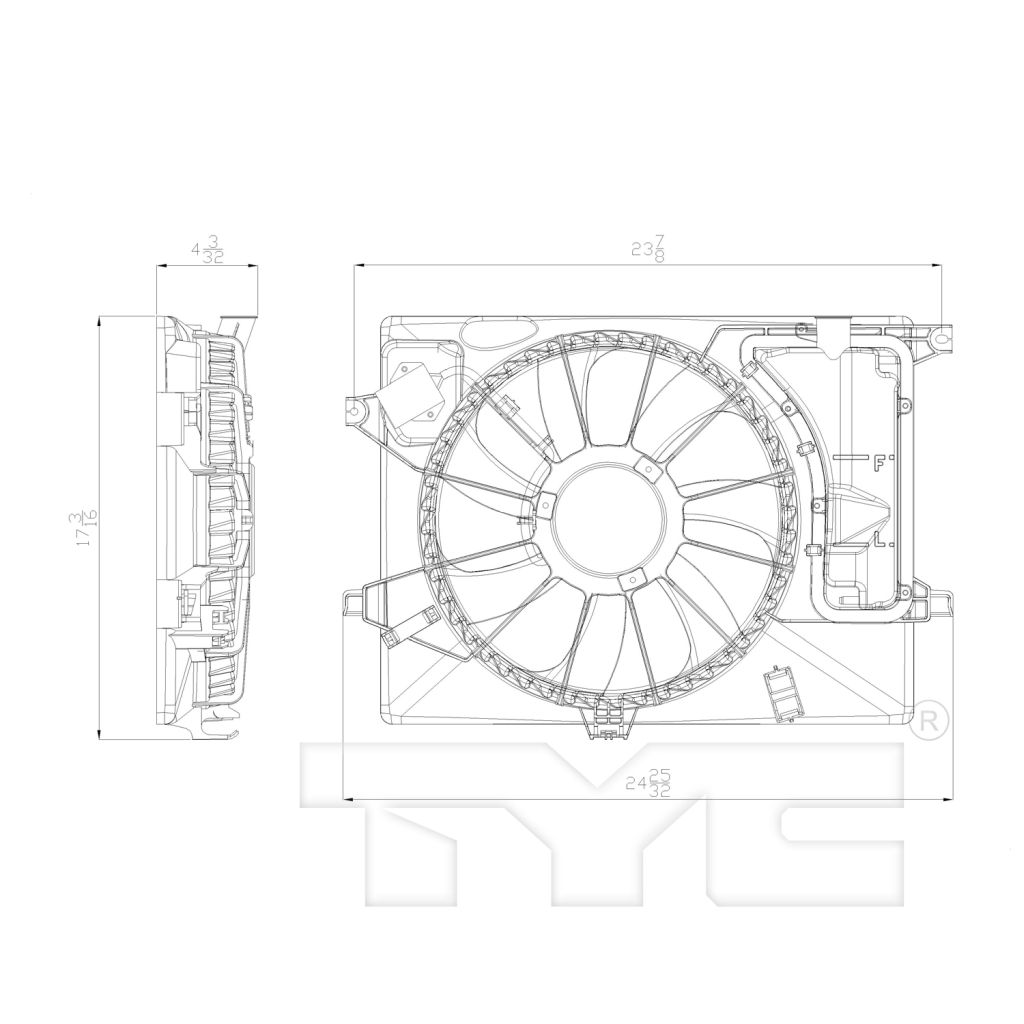 KIA SOUL RADIATOR & A/C FAN ASSEMBLY (SINGLE FAN) OEM#25380B2000 2014-2019 PL#KI3115134