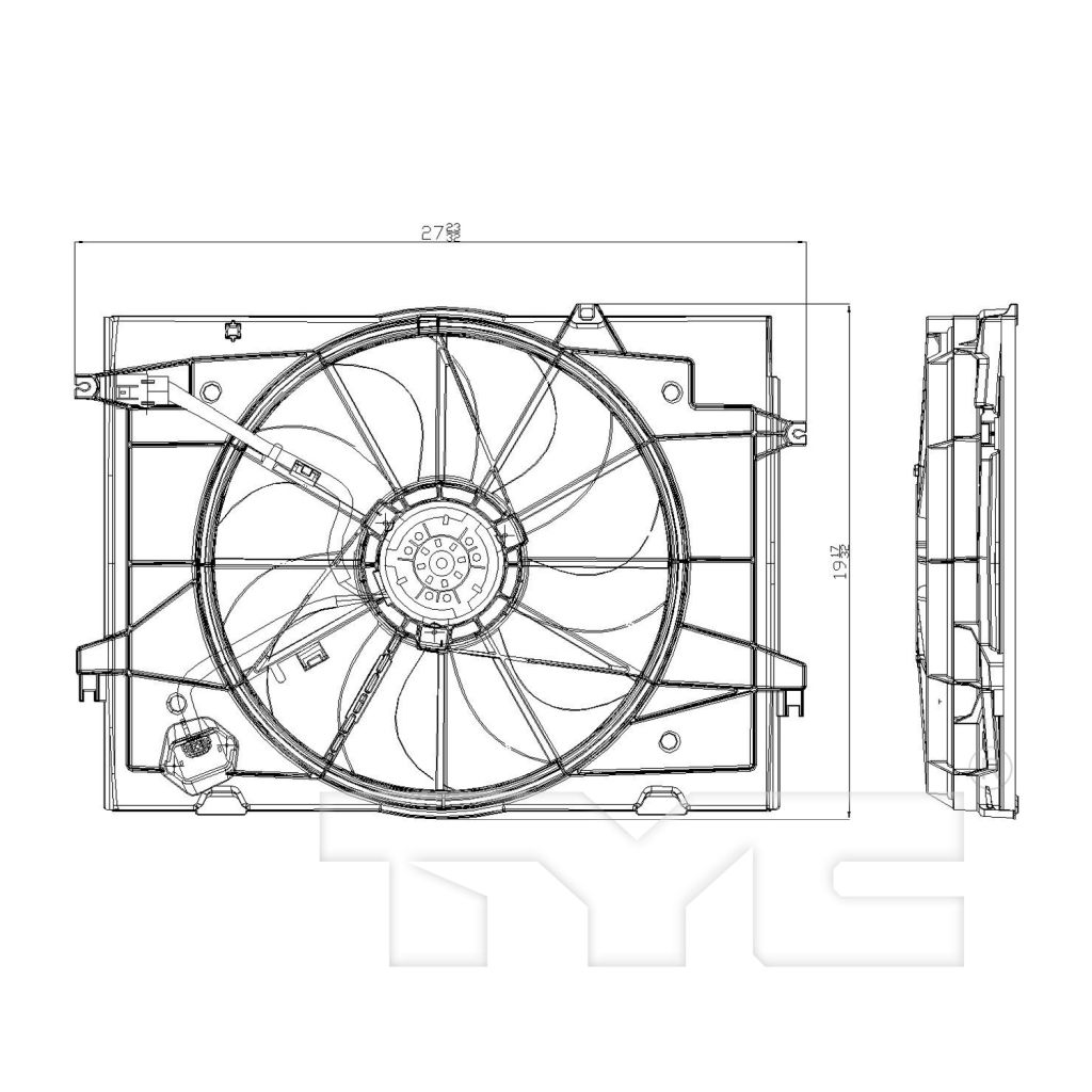 KIA SPORTAGE RADIATOR & A/C FAN ASSY (2.0L)(SINGLE FAN) OEM#253801F251 2005-2010 PL#KI3115115