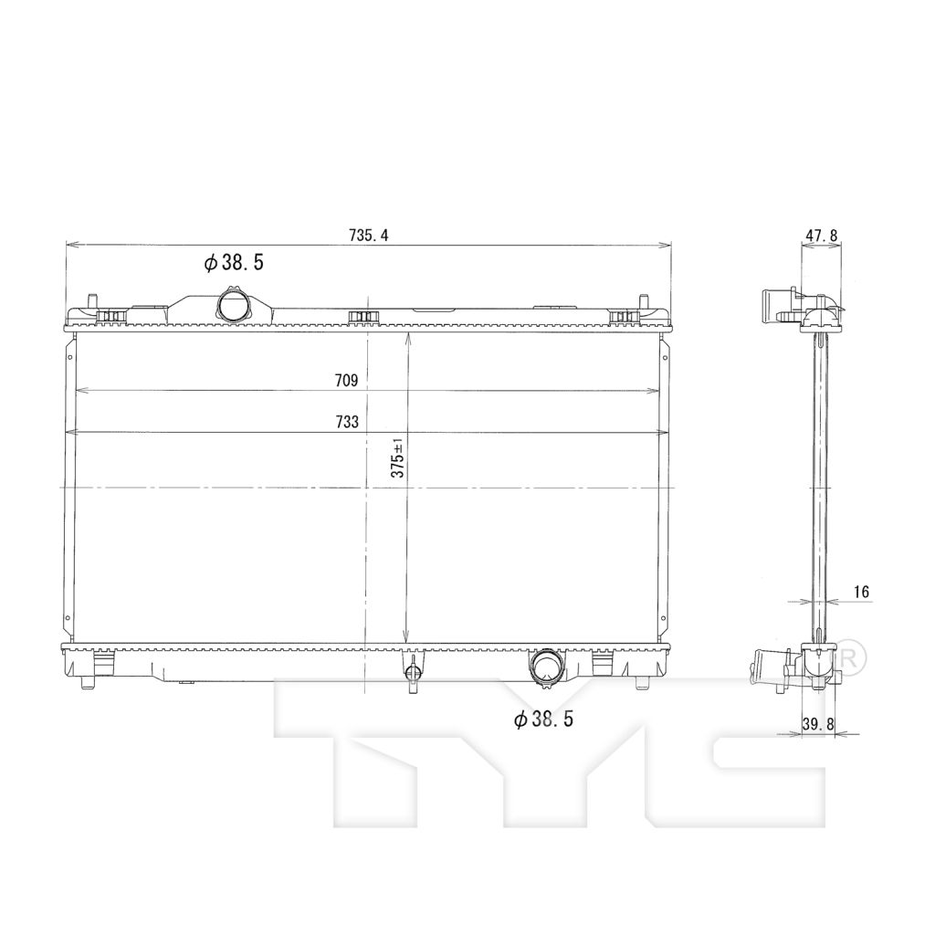 LEXUS IS 250C/350C (CONVERTIBLE) RADIATOR 2.5L/3.5L V6 A/T 1R OEM#1640031440 2010-2015 PL#LX3010135