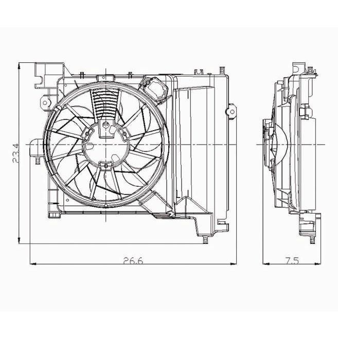 DODGE TRUCKS & VANS DURANGO A/C FAN ASSY OEM#52029175AF 2004-2009 PL#CH3113105