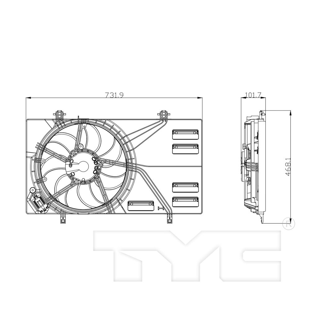 FORD TRUCKS & VANS ECOSPORT RADIATOR & A/C FAN ASSY 2.0L (SINGLE FAN) OEM#GN1Z8C607B 2018-2022 PL#FO3115227