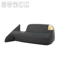 DODGE TRUCKS & VANS DODGE/PU (R2500/3500) DOOR MIRROR LEFT (Driver Side) PWR/HTD/SIGNAL/PUDDLE/PWR-FOLD (WO/MEMORY)(BLACK)(TOW TYPE) OEM#68412883AC 2015-2018 PL#CH1320401