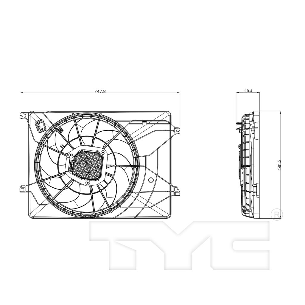 HYUNDAI PALISADE RADIATOR & A/C FAN ASSY (3.8L)(SINGLE FAN) OEM#25380S8500 2020-2025 PL#HY3115166