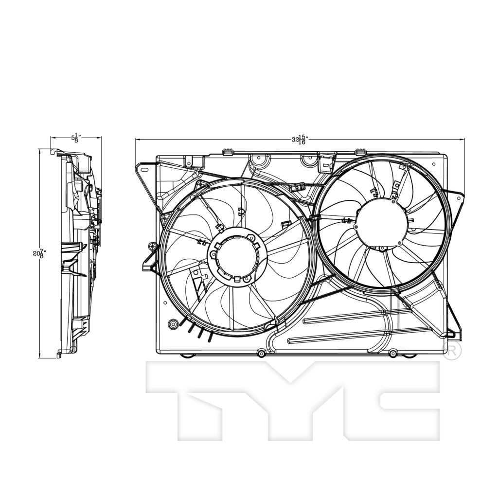 FORD TRUCKS & VANS EXPLORER RADIATOR & A/C FAN ASSEMBLY (3.5L WO/TURBO) OEM#DA8Z8C607B 2016-2019 PL#FO3115202