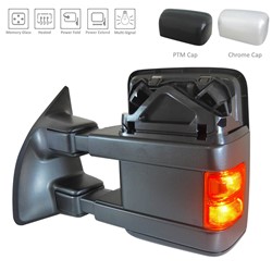 FORD TRUCKS & VANS FORD/PU (F250/350/450/550) Super Duty DOOR MIRROR LEFT (Driver Side) PWR/HTD/SIGNAL/MEMORY/P-FOLD (PWR TELESCOPING)(BLK&CHR CVR)(TOW OEM#9C3Z17683MA-PFM (P) 2009-2010 PL#FO1320492